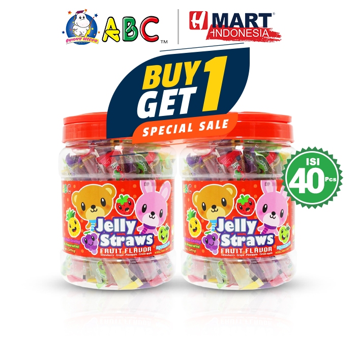 

ABC Jelly Straws Assorted - Jeli Rasa Buah-buahan 800g Isi 40pcs