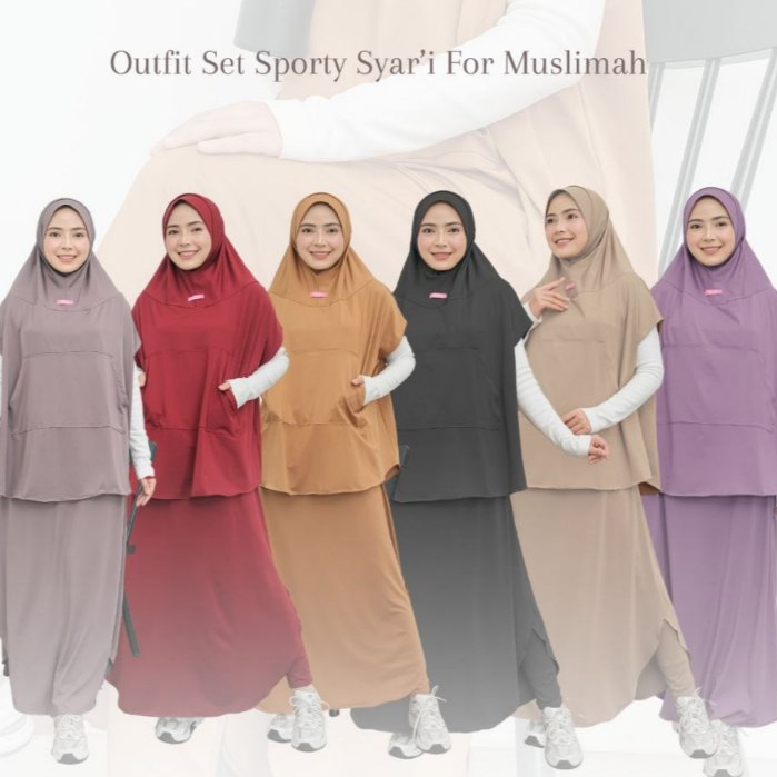 Zinnia Set Sporty Syar'i Muslimah Rok Celana Jersey Zoya Premium by Azeera
