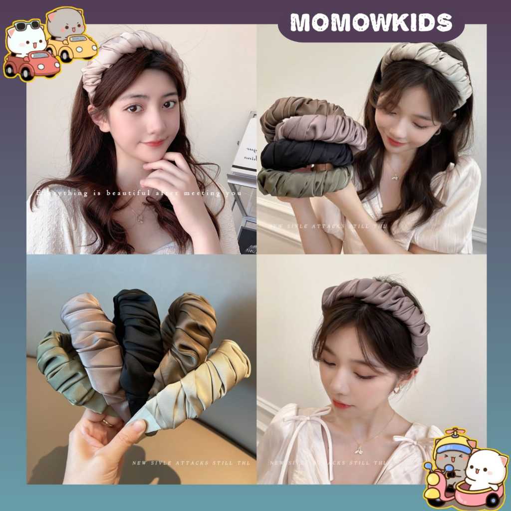 [MOMOW] JBR-019 Bando Kerut Satin Korea Ukuran Besar | Bando Scrunchie