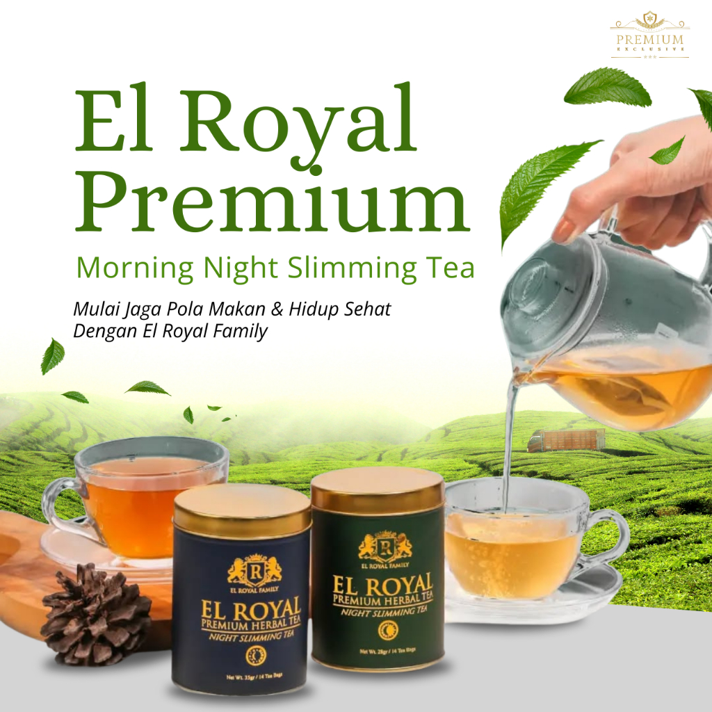 El Royal Premium Herbal Tea Morning Night Slimming Tea 100% Original Mempelancar Pencernaan Diet