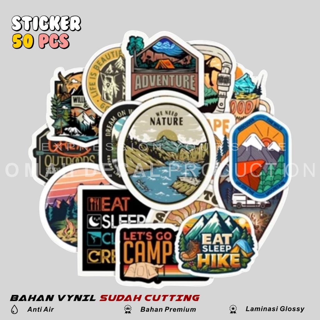 

STICKER PACK OUTDOOR ADVENTURE WATERPROOF STIKER AESTHETIC BOLA UNTUK LAPTOP CASE HP HELM STICKER CASE