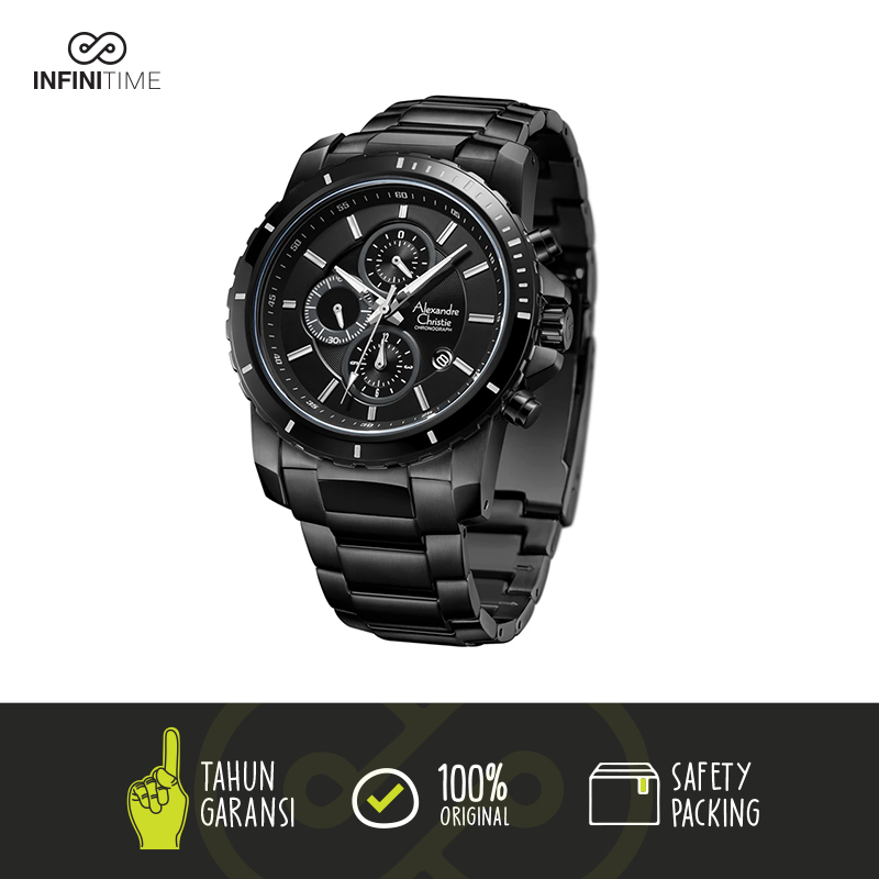 Jam Tangan Alexandre Christie AC 6141 Full Black Pria
