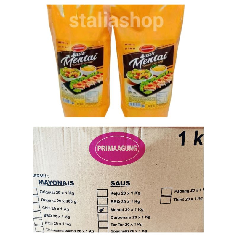 

(PAKET 1 DUS) PRIMA AGUNG Saus Mentai 1Kg | 1 Dus isi 20Pcs