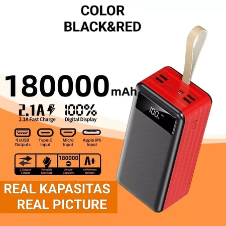 Power Bank Robot 180000mah  Original Fast Charging 4 Output 3 Input Led Display Portable Power Bank 