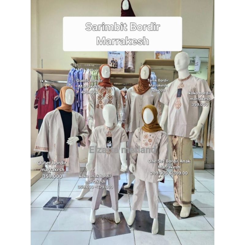 ELZATTA COUPLE KELUARGA SARIMBIT MARRAKESH BORDIR BAHAN KATUN BORDIR SARIMBIT KELUARGA BAHAN POLY RA