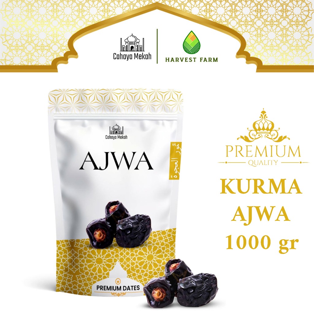 

Cahaya Mekah Kurma Ajwa Pouch Dates Nabi 1kg High Quality
