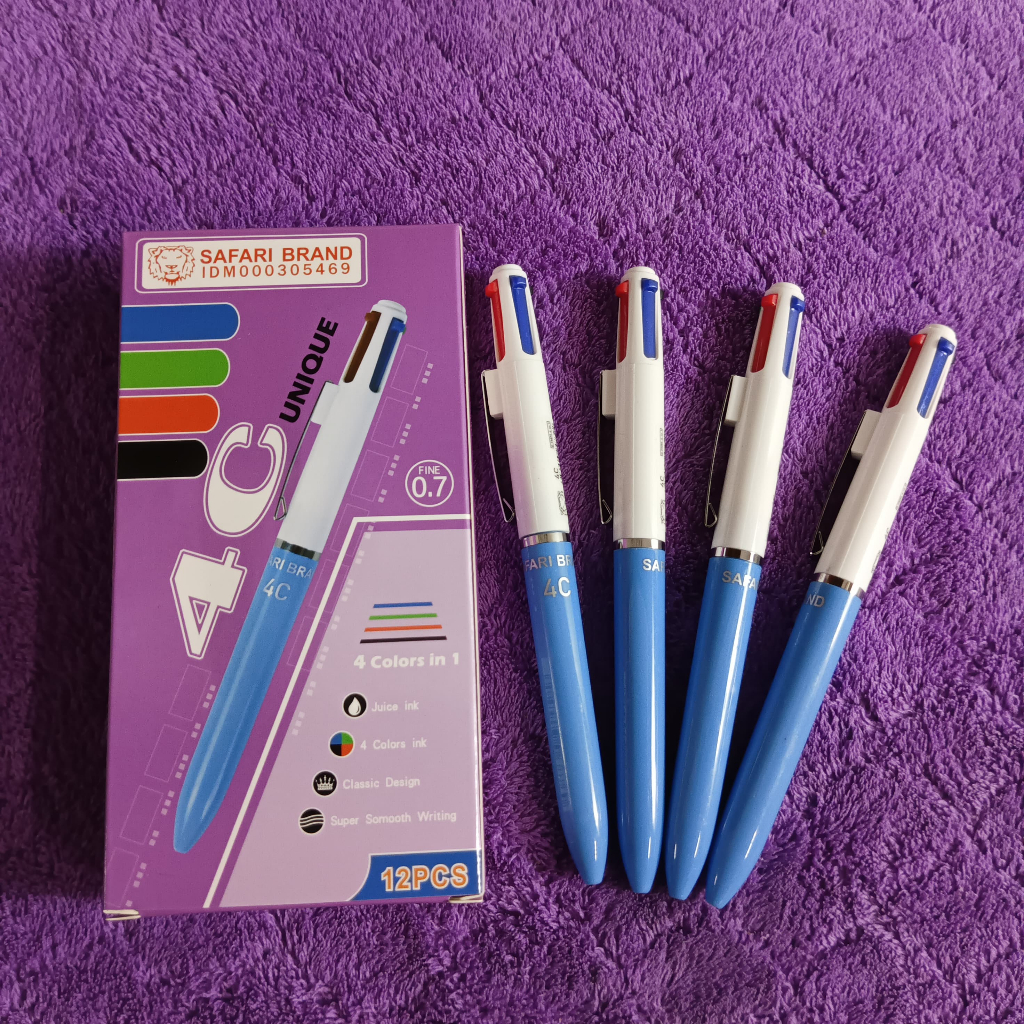 

(1PACK=12PCS) Bolpen / Pulpen/ Bollpoint 4 Warna Safari 4C