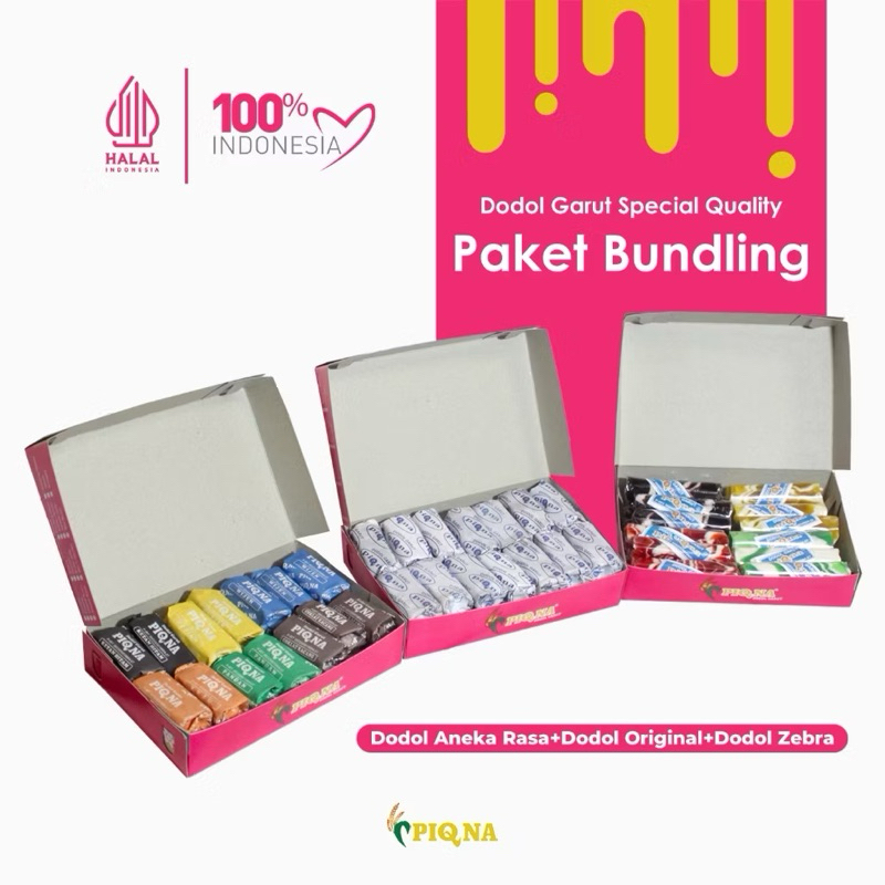 

PIQNA Paket Bundling 3 Dodol Garut Original + Dodol Zebra + Dodol Garut Anekarasa Special Quality