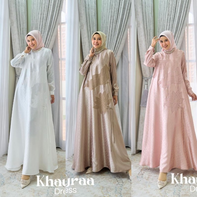 KHAYRAA DRESS / GAMIS PESTA WANITA / DRESS LEBARAN MEWAH ORI BY MAREVI (HANYA SIZE STANDAR)