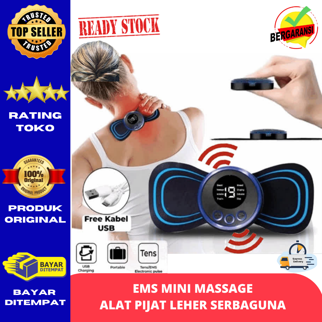 PREMIUM EMS Mini Massage Alat Pijat Terapi Leher Punggung Tubuh Kaki Bahu Elektrik Mesin Pemijat Min