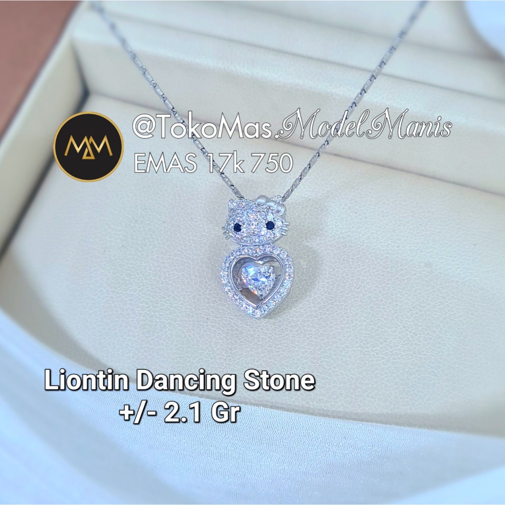 Liontin Dancing Love Hello Kitty Putih 750 kadar 17k