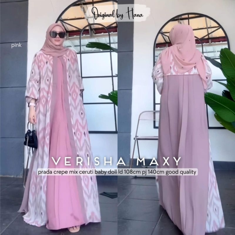 Verisha Maxi Dress Bahan Prada Crepe mix Ceruty Babydoll ORI by Hana