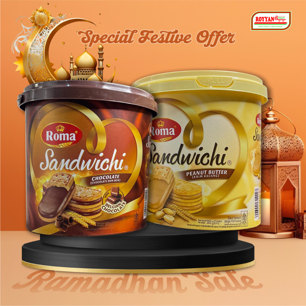 

Roma Sandwichi Belgian Chocolate & Peanut Butter (Belgium Chocolate) Lebaran Idul Fitri