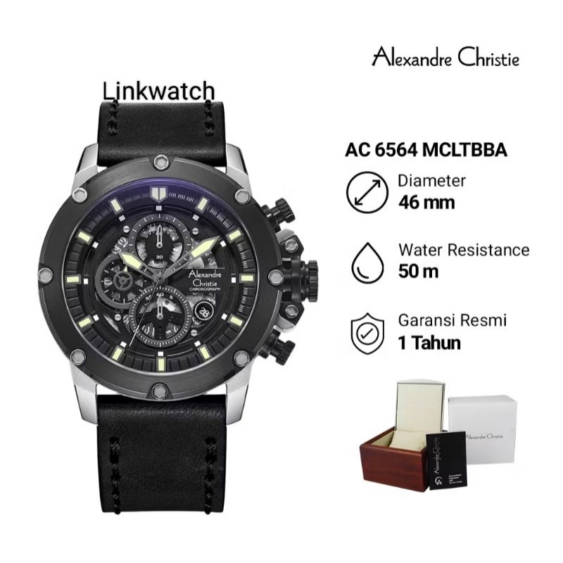 Jam tangan pria Alexander Christie AC 6564 Kulit Chronograph Original & Garansi Resmi