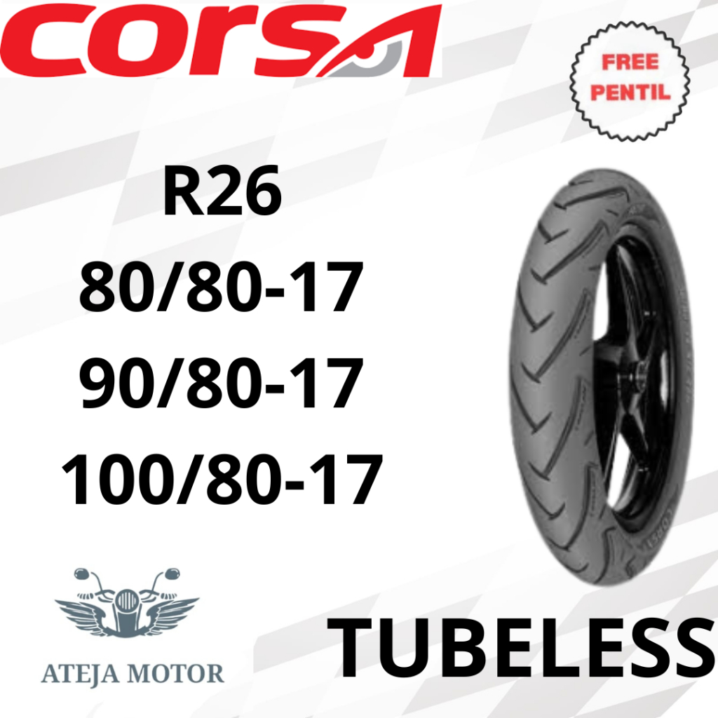 Ban Ring 17 Ban Motor Corsa R26 80/80-17 90/80-17 100/80-17 Ban Motor Ring 17 Tubeless Ban Motor Rin