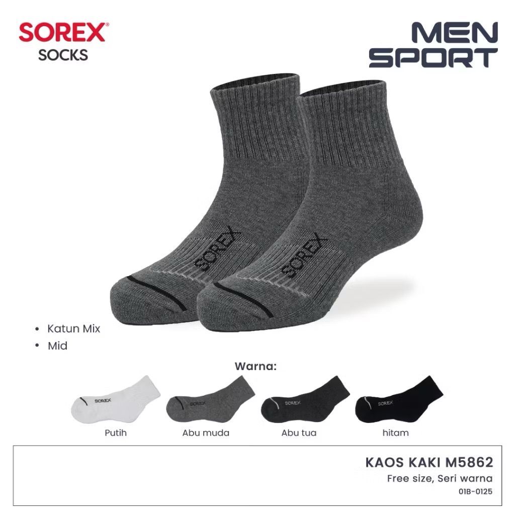 SOREX - Kaos Kaki Sorex Sport Mid Socks - Kaos Kaki Pria Sport kaos kaki Dibawah Betis - Sorex 5862