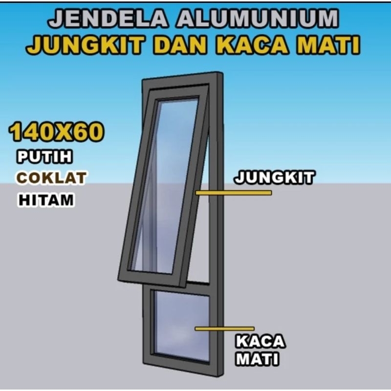 kusen jendela dan kaca mati lengkap tinggal pasang aja. kusen jendela aluminium minimalis. Ukuran 14