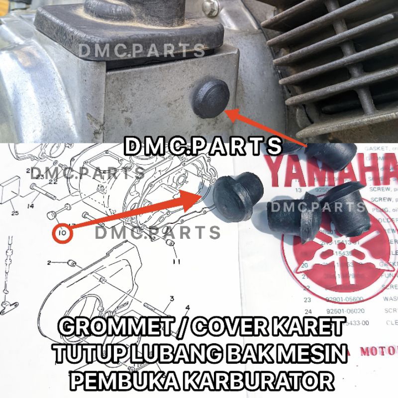 GROMMET COVER KARET TUTUP BAK MESIN KANAN PEMBUKA KARBURATOR YAMAHA YL1 YL2 YB100 L2G L2S L2SN L2 SU