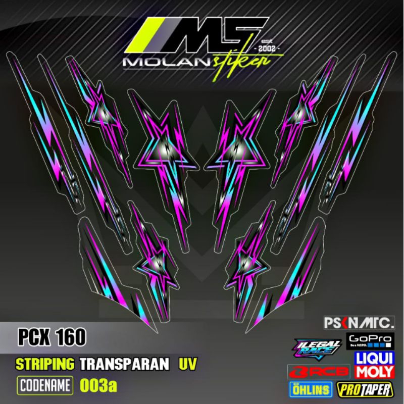 Decal Sticker Striping Variasi Transparan Uv PCX 160 Pcx Star Honda PCX 160 2022-2025 All New PCX 16