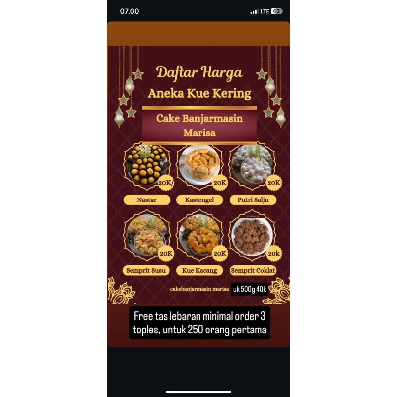 

Kue Kering Marisa tabung