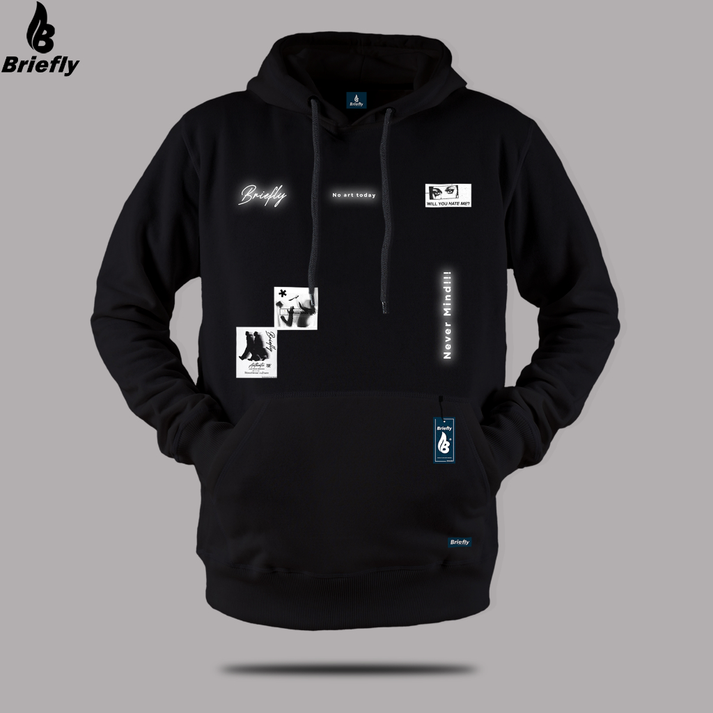 BRIEFLY Hoodie Sablon Menyala Bahan Fleece Tebal 280 Gsm Sweater Hoodie Nyala Sablon Reflektif