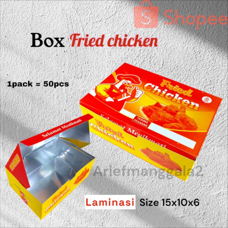 

@50pcs box / dus fried chicken laminasi full warna size M