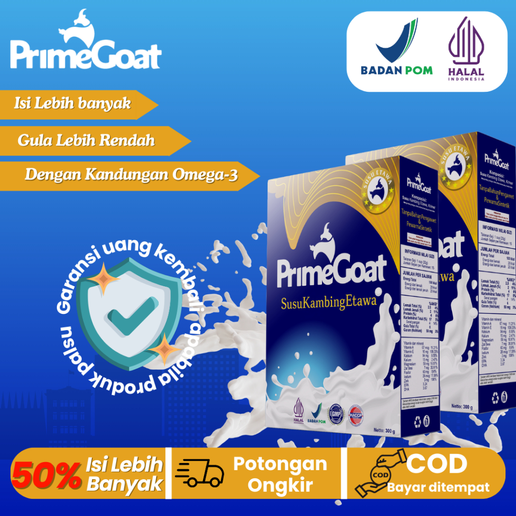 

Paket 2 Box PRIMEGOAT Susu Kambing Etawa Premium Tinggi Protein Bantu Naikkan Berat Badan Anak 300g