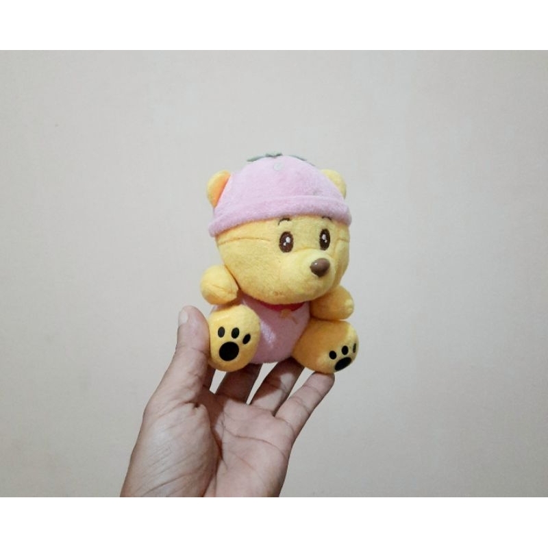 Boneka Pooh Buah Strawberry Pink Size Kecil 12 cm/ Boneka Winnie The Pooh/ Pooh