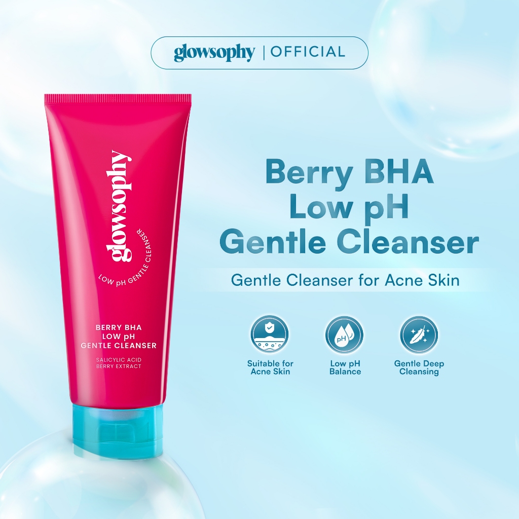 Glowsophy Berry BHA Low pH Gentle Cleanser 120ml - sabun cuci muka facial wash Acne Prone Skin Frien
