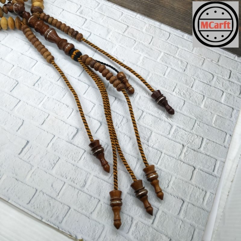 MAHEN CRAFT tasbih Tijani kayu Cendana wangi kombinasi kelor emas C73