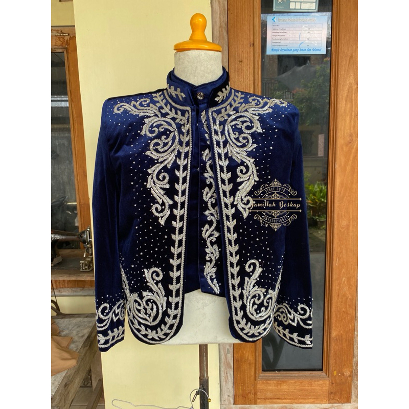 Beskap pengantin pria || Beskap solo jawa || Beskap bludru navy || Beskap solo jawa bludru || Beskap