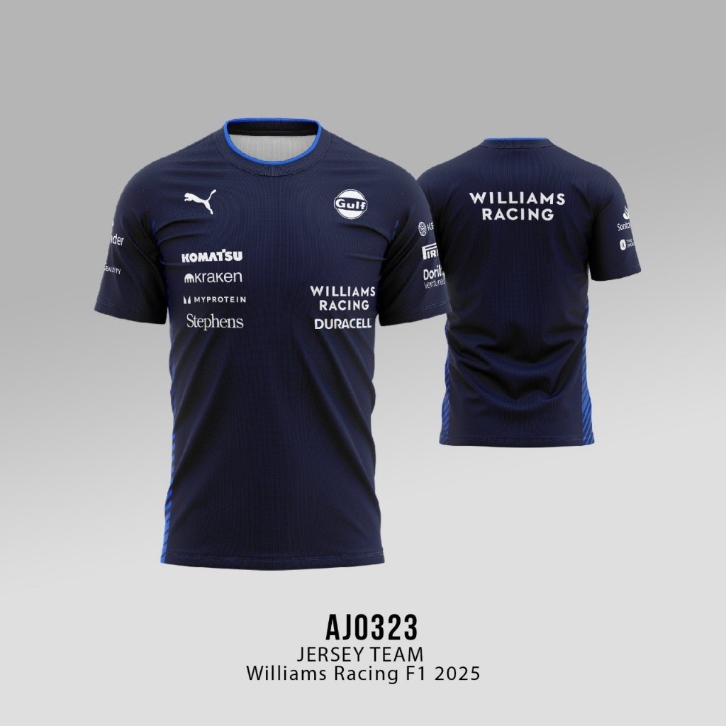 JERSEY BAJU TEAM  WILLIAMS RACING F1 2025 FULLPRINT ONECK KERAH KANCING XS - 6XL