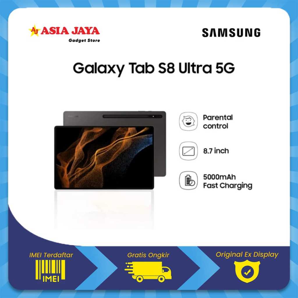 [Ex Display] SAMSUNG GALAXY TAB S8 ULTRA 5G RAM 12/256GB Kelengkapan Fullset Original SAMSUNG
