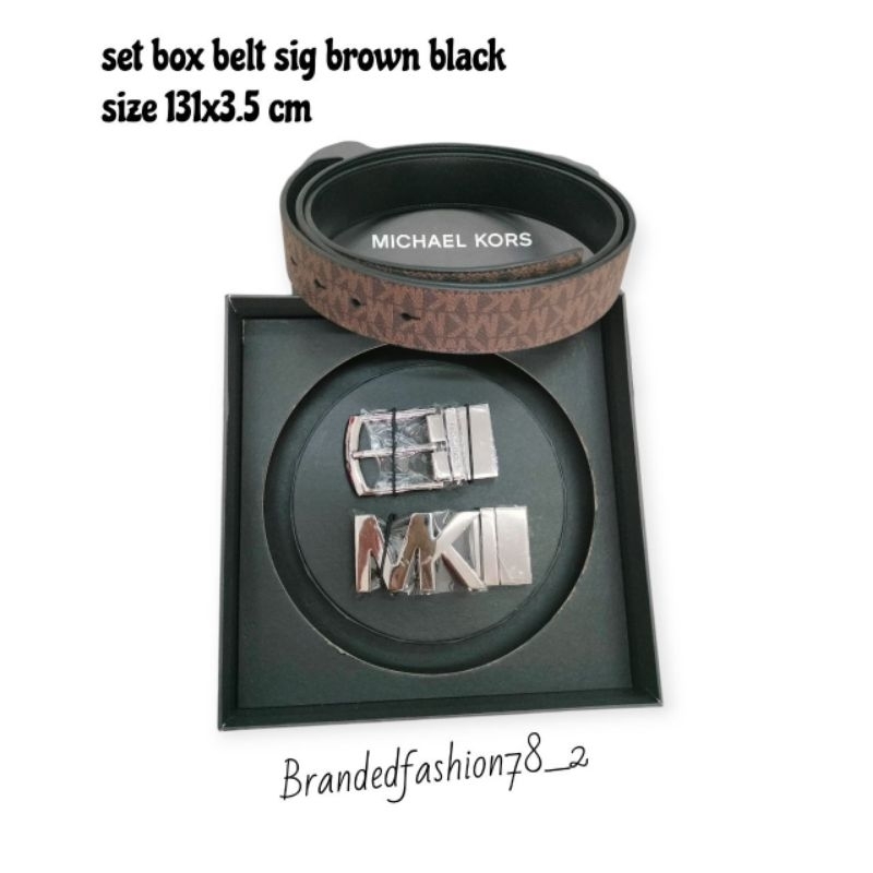 Mk belt set box sig brown black original belt for men