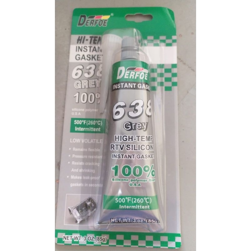 

Lem GASKET RTV Silicon 638 GREY 85gr 1 Kotak isi 12pcs Kemasan Baru