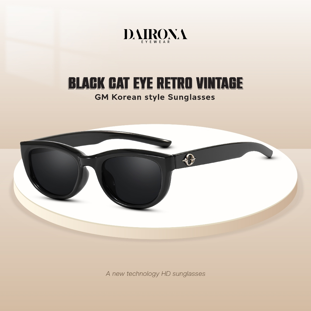 Dairona Eywear Kacamata Hitam Cat Eye Sunglasses Korea Pria Wanita Kekinian Bahan PC Polarized UV400