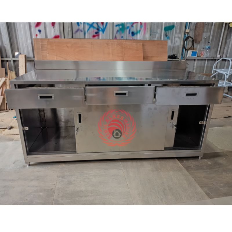 meja cabinet stainless/meja cabinet laci/meja cabinet