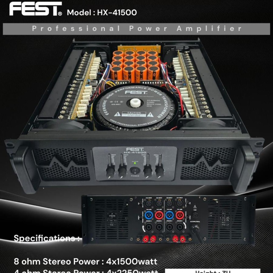 Power FEST HX 41500 HX41500 Original 4 x 1500 Watt 4Ch Class H HK41500 HK 41500