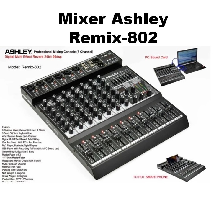 Ashley Remix802/ Remix 802 Mixer Audio 8 Channel Original