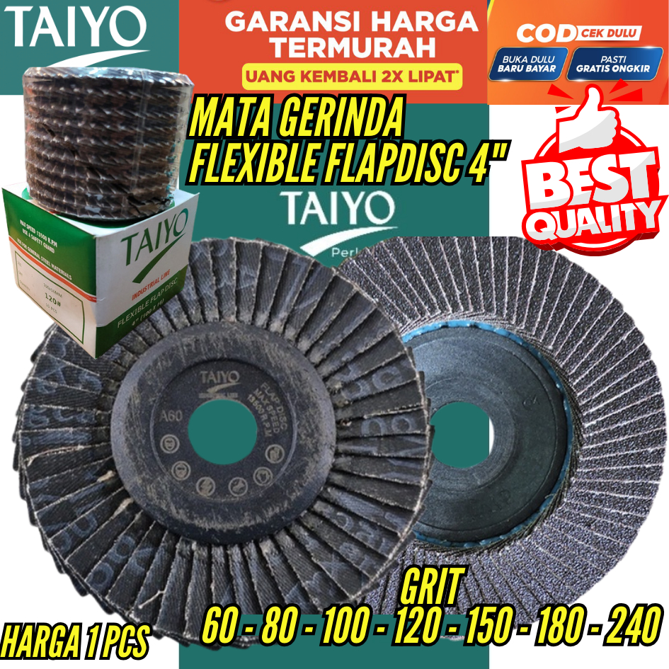 TAIYO Amplas Susun Besi Flexible Flap Disc BENZ Fleksibel 4" Tumpuk 4 Inch Mata Gerinda MOLLAR