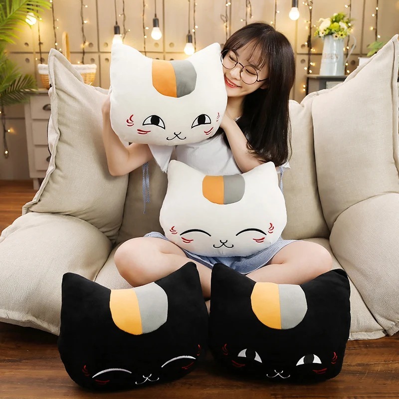 Bantal Boneka Mewah Nyanko Sensei Penghangat Tangan Buku Teman Natsume Boneka Berbulu Kucing Kawaii 