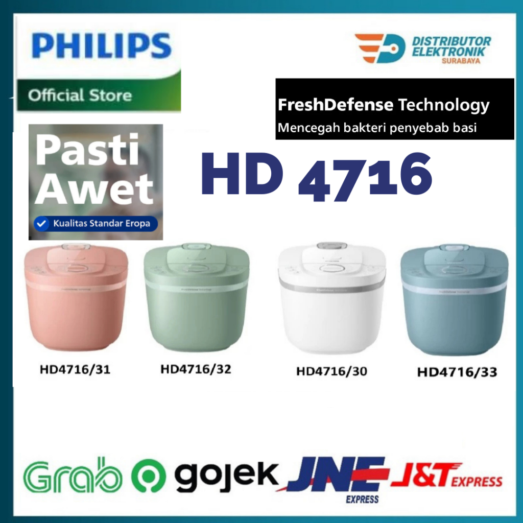 PHILIPS DIGITAL RICE COOKER HD4515 / HD 4515 Putih 8 menu / MAGIC COM PHILIPS HD4515 - Anti Lengket 