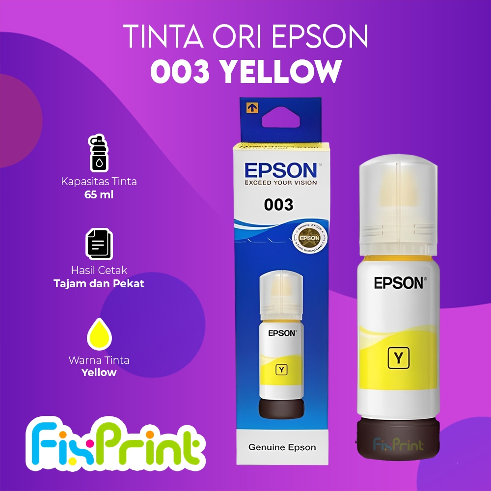 FixPrint Tinta Epson Black Cyan Magenta Yellow 65ml Printer L1110 L3110 L3150 L5190 New Original