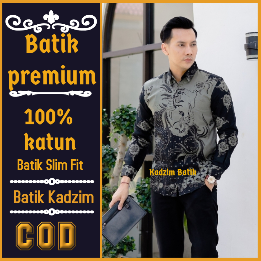 Kemeja batik slim fit premium lengan panjang pria modern baju kondangan lamaran guru pns laki2 kekin
