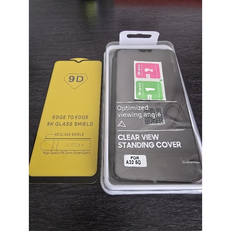 PROMO Case Samsung A32 5G Standing Mirror + Tempered Glass - Warna Hitam Casing Samsung A32 5G