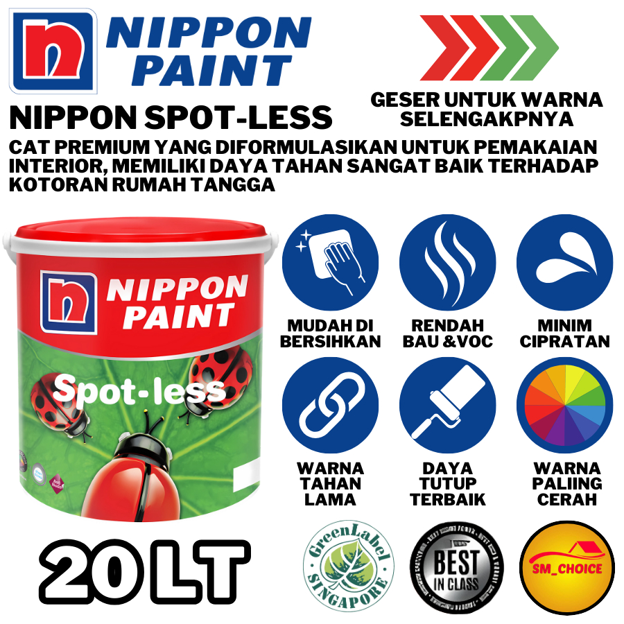 [ PART 2 ] NIPPON PAINT SPOTLESS CAT TEMBOK ANTI NODA 20 LITER SPOTLES 20LT BISA REQUEST WARNA