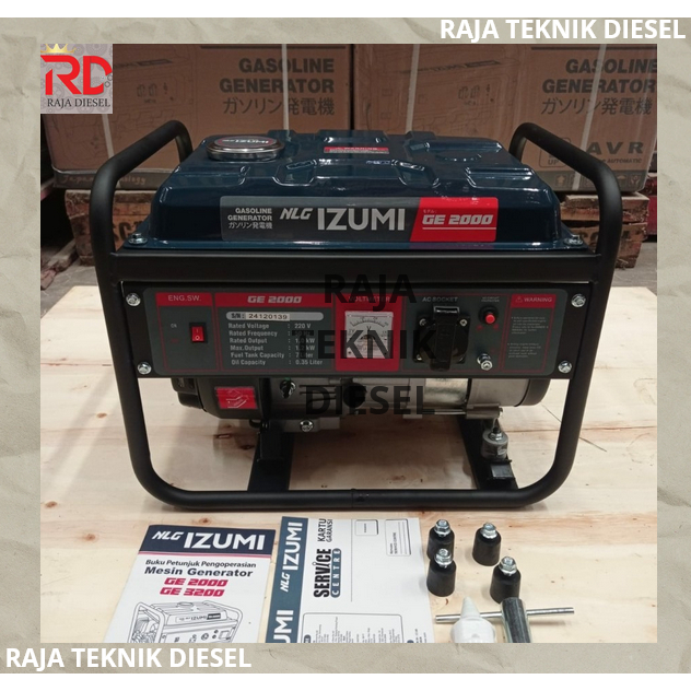 NLG IZUMI Genset Bensin 1200 1000 watt Gasoline Generator Listrik GE 2000 1 Phase 1.0 - 1.2 KW GE200