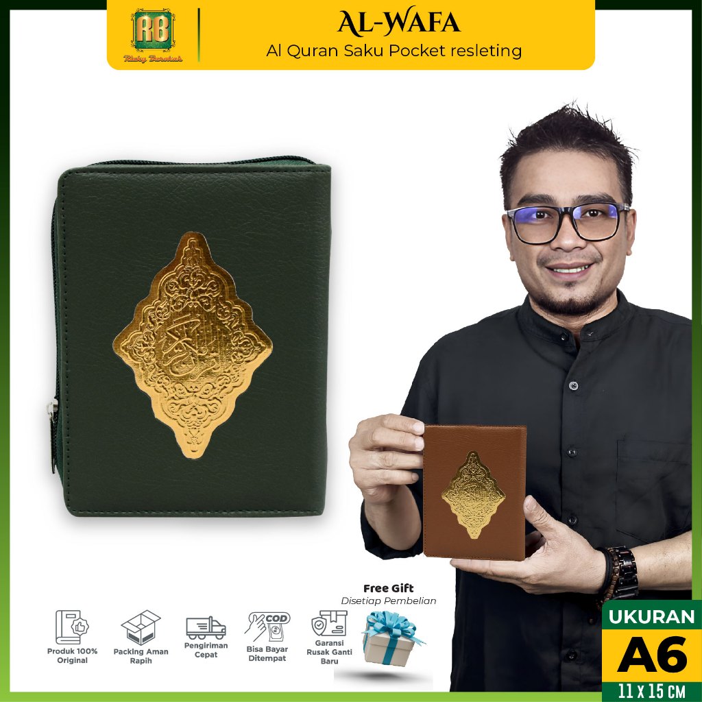 Mushaf Alquran Kecil 10x15cm Tilawah Al-Wafa Tsumun A6 Resleting Non Terjemah Al Quran Tanpa Terjema