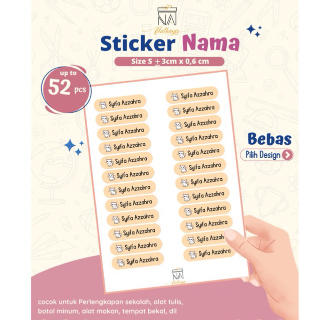 

stiker label nama S isi 52 nama