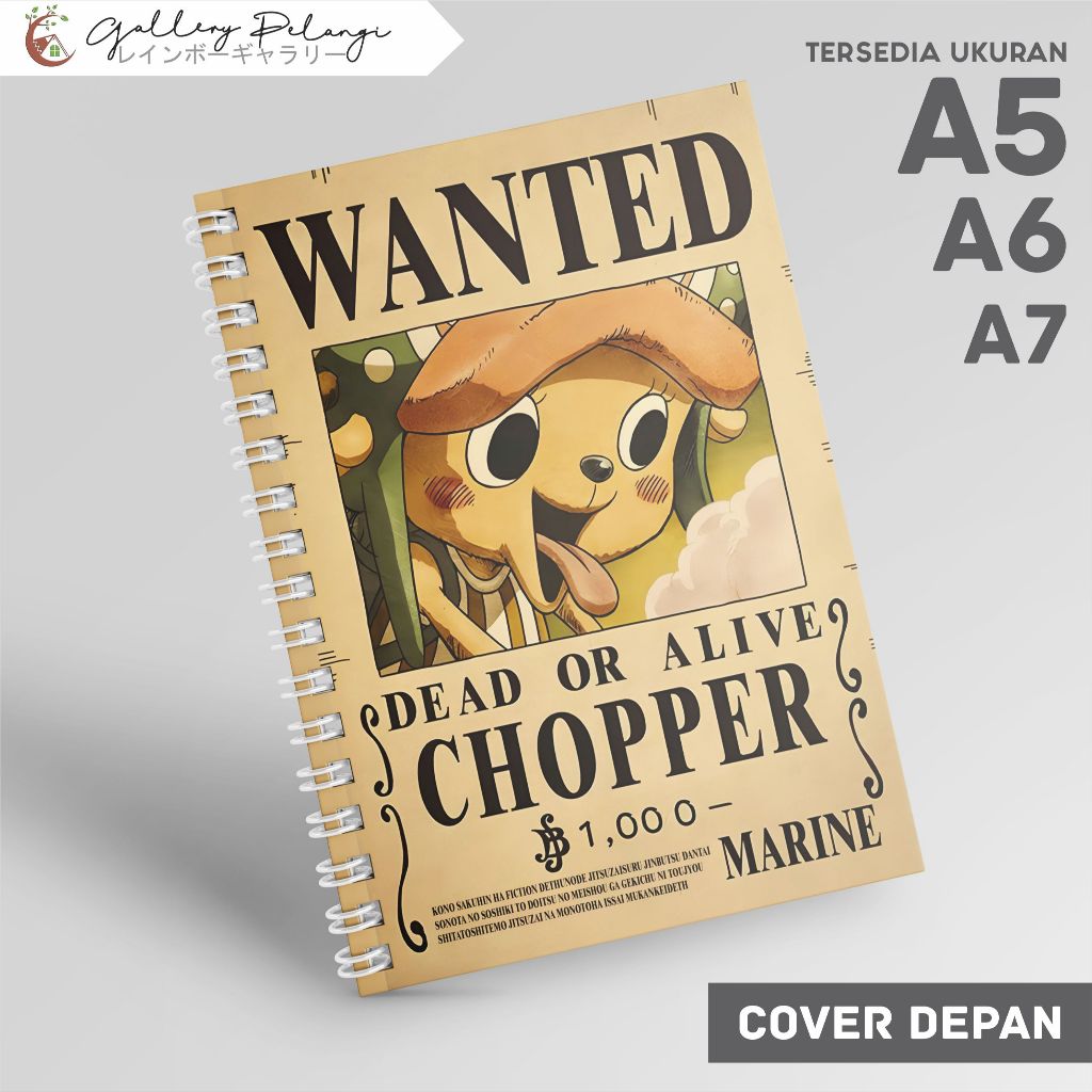 

Notebook Spiral A5 A6 A7 Japan Anime One Piece chopper bounty Chopper Bounty